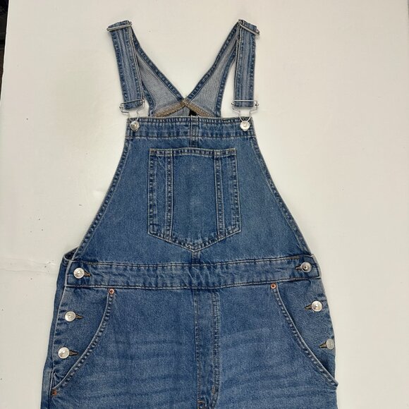 Divided H&M Overalls Women's size 4 Medium Wash Blue Denim Jeans - Picture 2 of 5